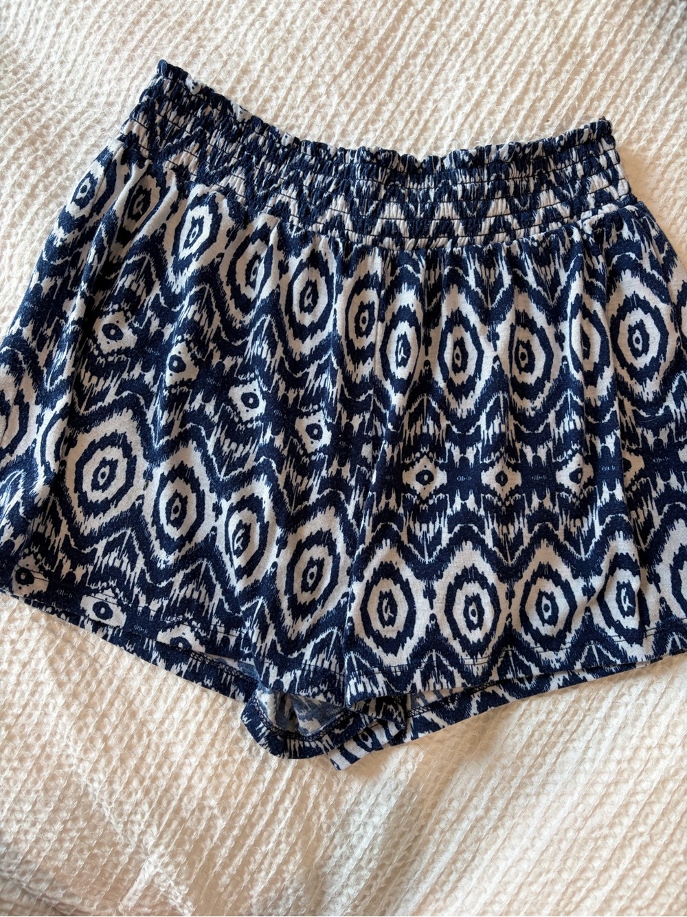 Girls Navy and White Patterned Shorts
